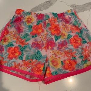 Girls Hawaiian Pattern Workout Shorts